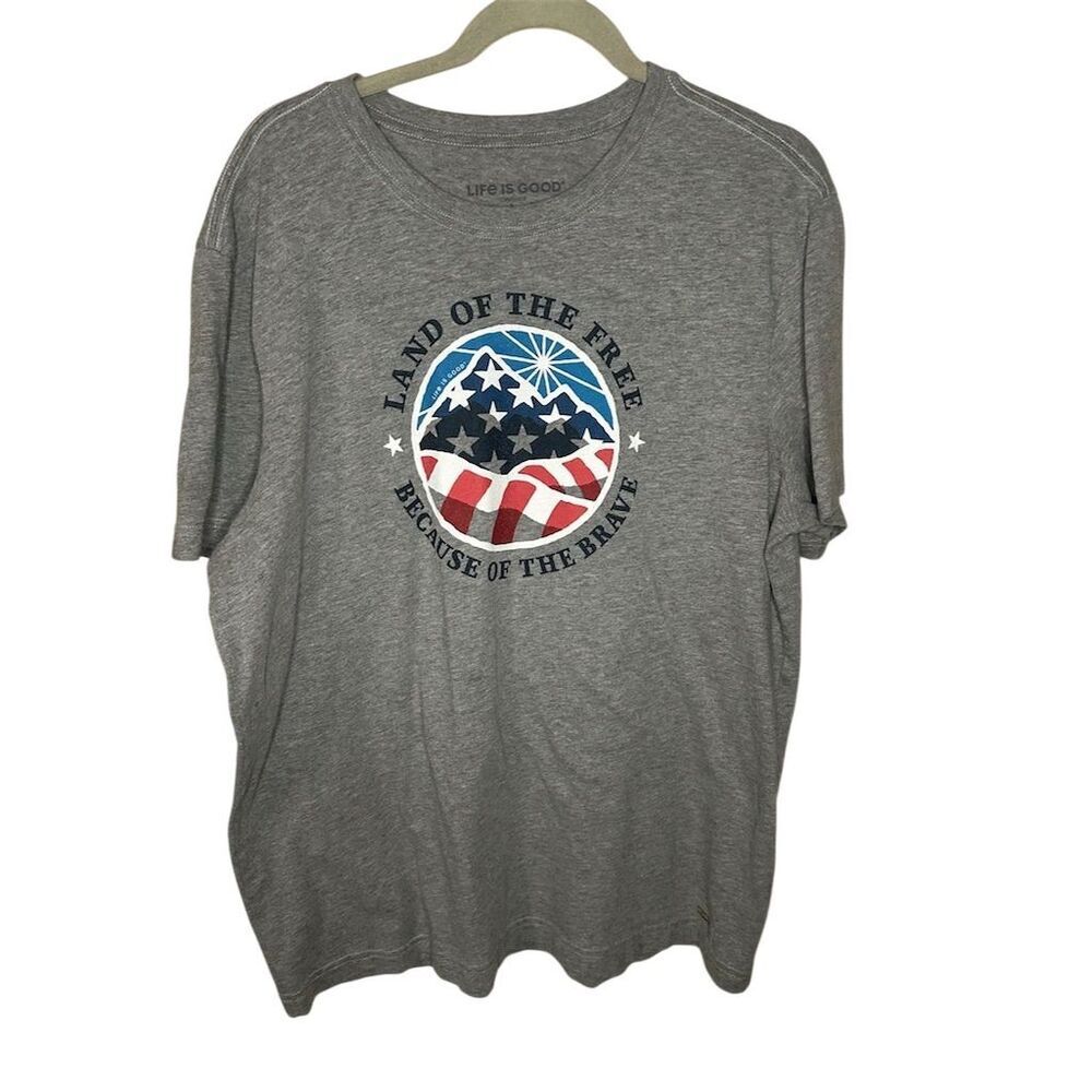 Life Is Good Men's Land of the Free Graphic Tee Gray Size L